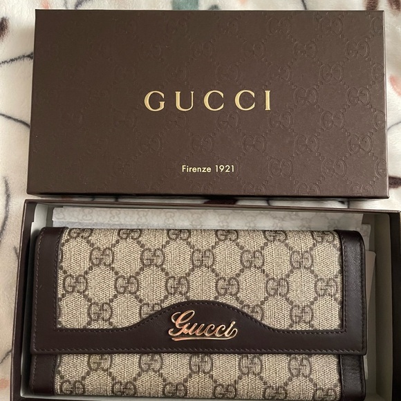 Auth Gucci Fold Long Wallet GG Beige - Picture 1 of 8